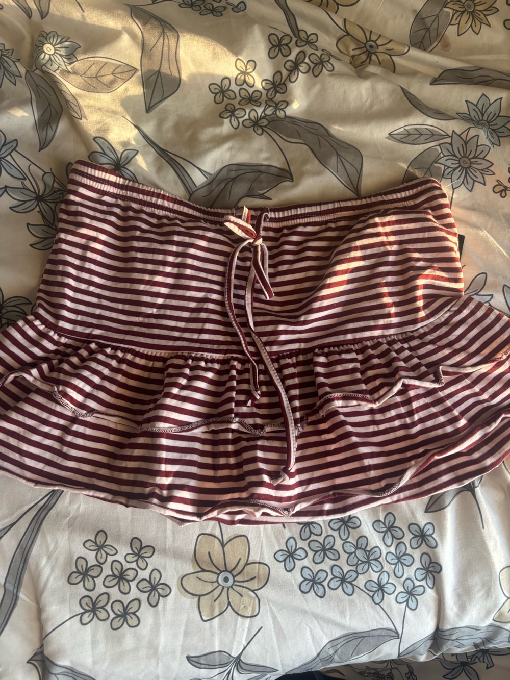 Striped Maroon and White Women's Skirt